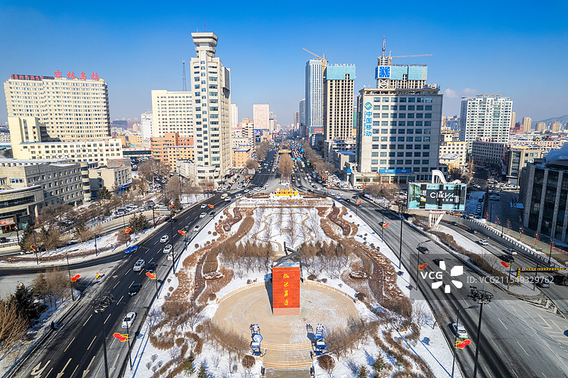 航拍吉林省吉林市江城广场图片素材