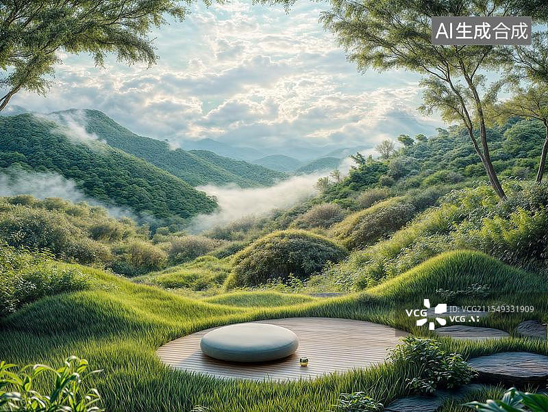 【AI数字艺术】茶山的休闲时刻图片素材