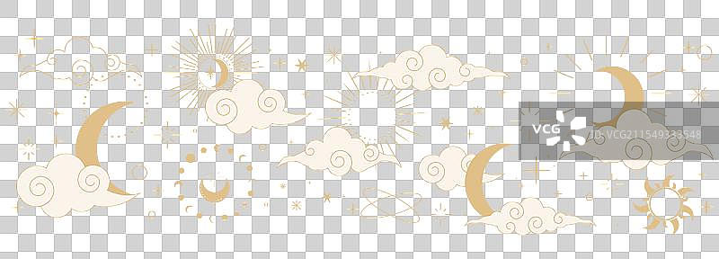 天体无缝边框与灵性图片素材