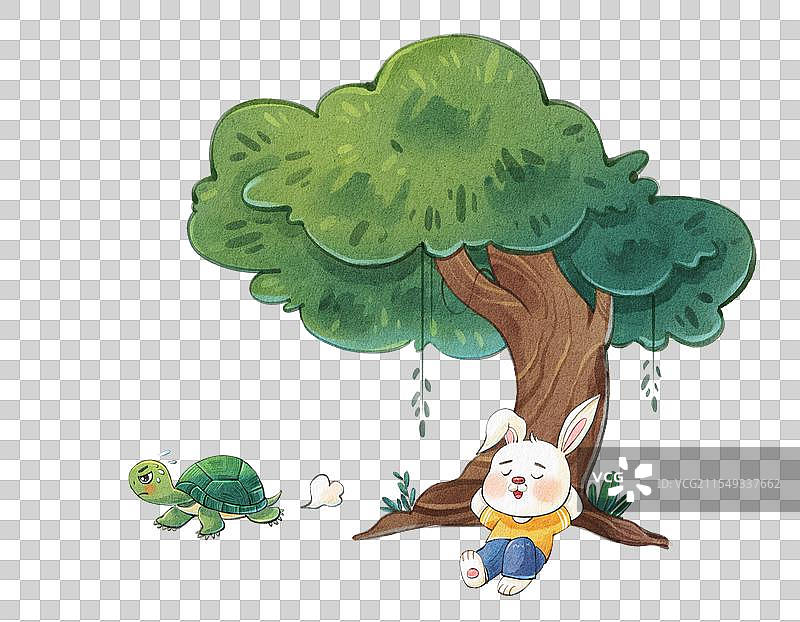 手绘水彩龟兔赛跑可爱免抠元素图片素材