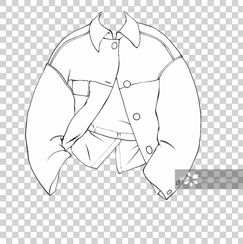 服装设计素材，休闲外套线稿，服装设计线稿，时装画手绘素材图片素材