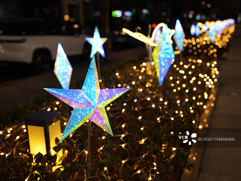 徐家汇路边彩灯图片素材