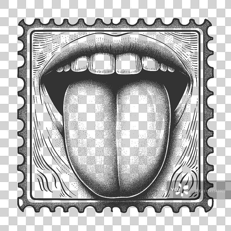 带有嘴舌雕刻的邮票图片素材