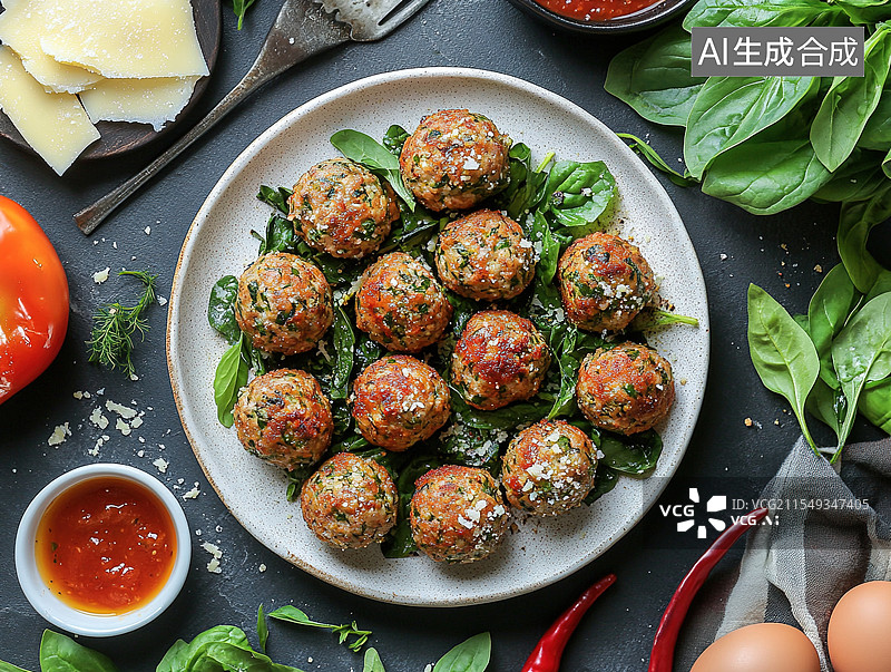 【AI数字艺术】香气四溢的烤肉丸图片素材