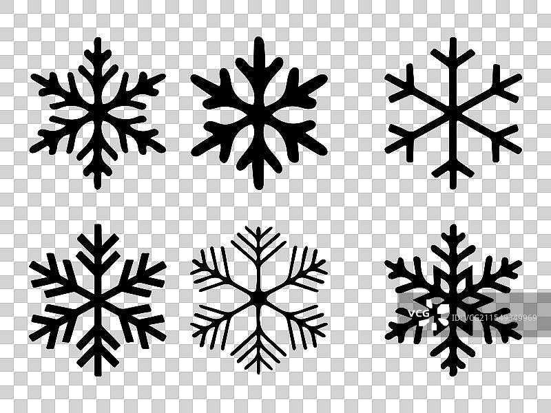 白色背景上的雪花图标集图片素材