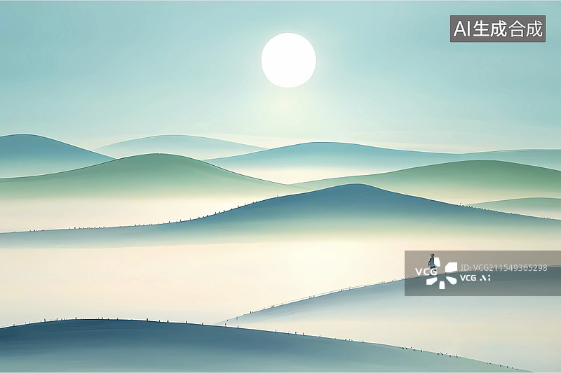 【AI数字艺术】山水中国画青山白日新中式背景图片素材