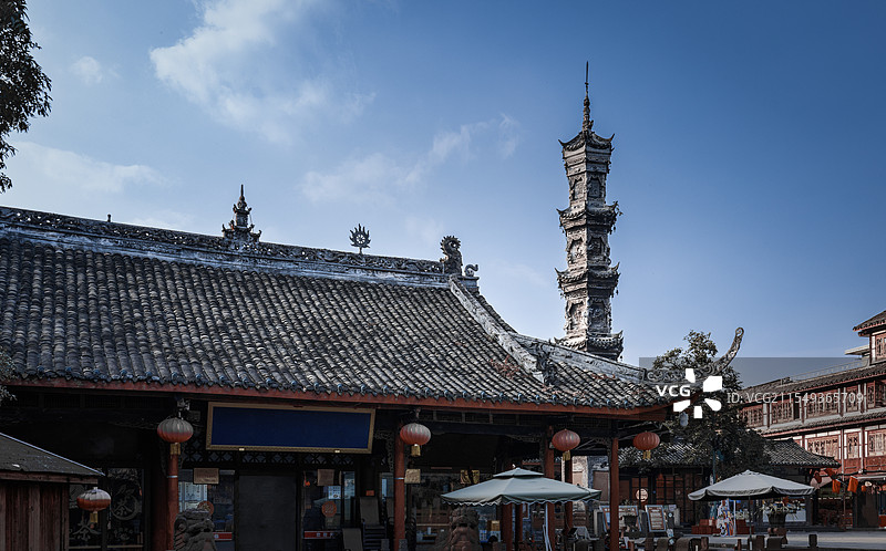 中国最假康养休闲度假名镇川西水乡街子古镇图片素材