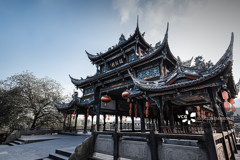 中国最假康养休闲度假名镇川西水乡街子古镇图片素材