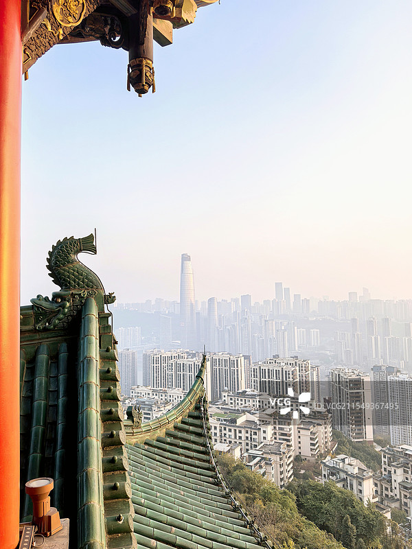 古今建筑同框图片素材