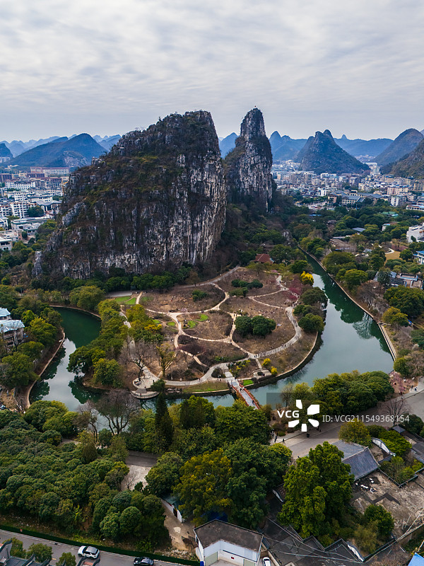 桂林春季航拍南溪山公园图片素材