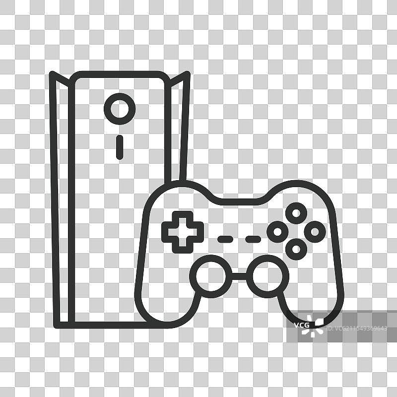 家用视频游戏机图标，线条设计风格图片素材