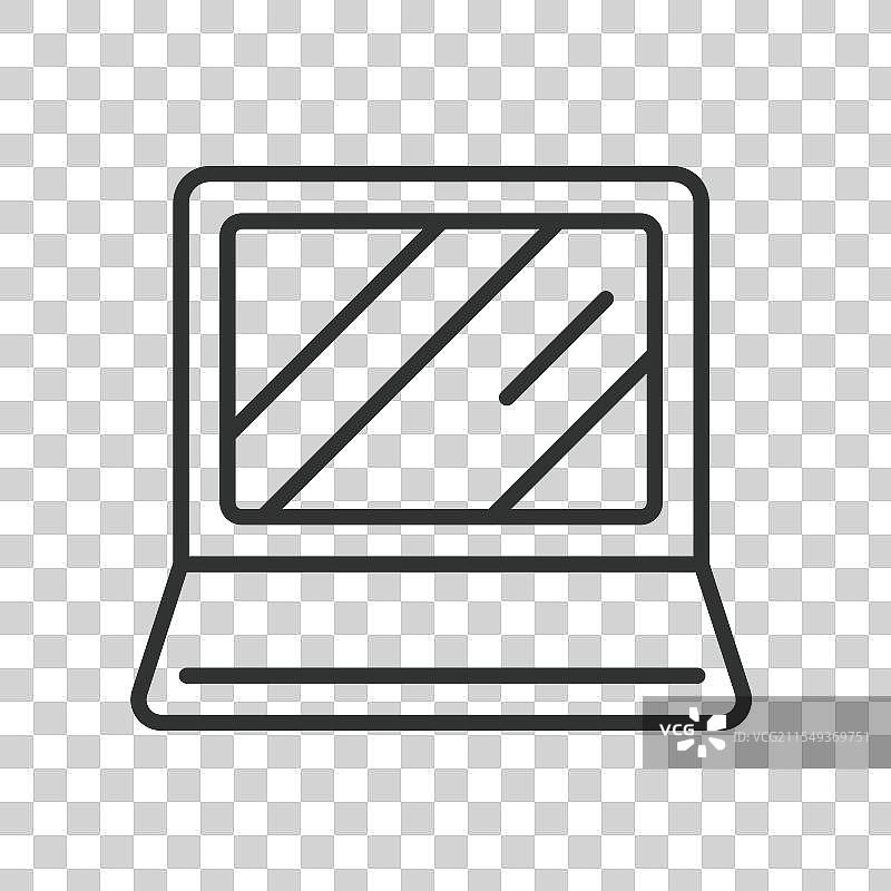 新笔记本电脑图标，线条设计的新笔记本电脑图片素材