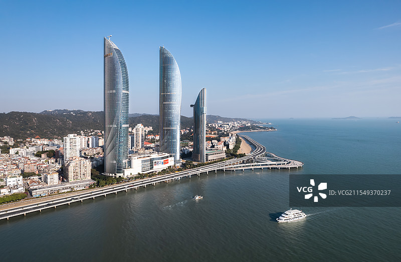 厦门丨双子外塔城市风光-航拍图片素材