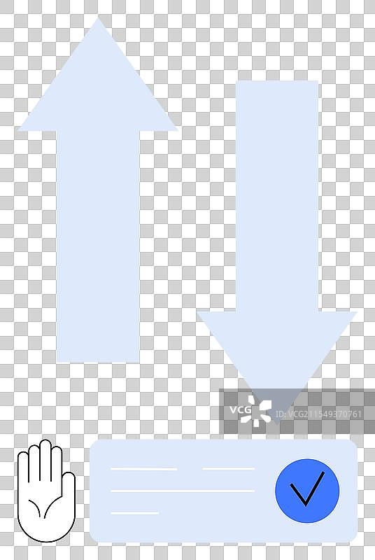 上下箭头与停止手势和勾选标记图片素材