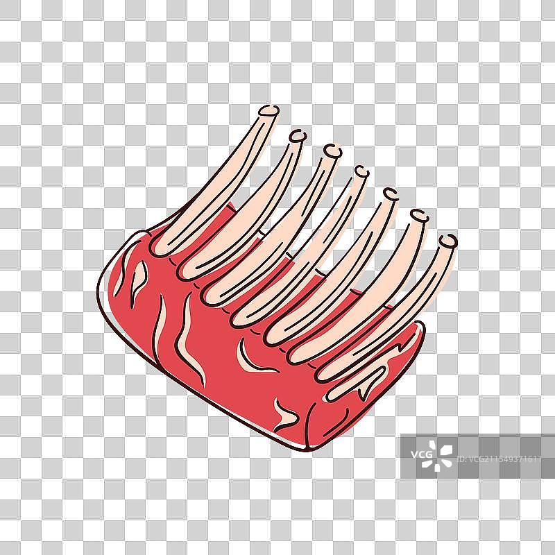 带有红色细节的生羊排肉图片素材