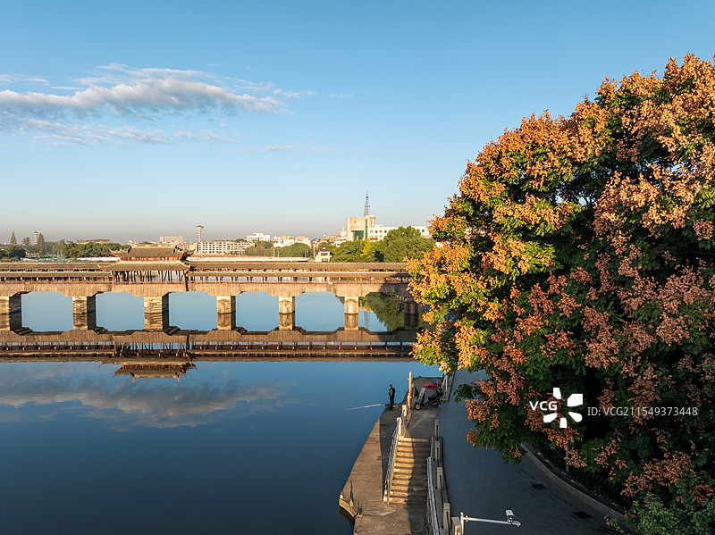西津秋色--浙江金华永康西津桥秋日风光图片素材