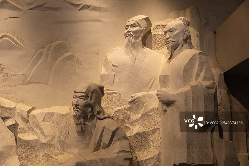 三苏纪念馆 苏轼苏洵苏辙雕像图片素材