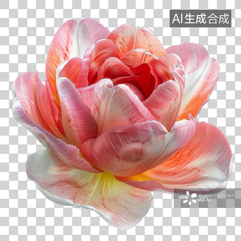 【AI数字艺术】绽放的粉色重瓣郁金香花朵特写图片素材