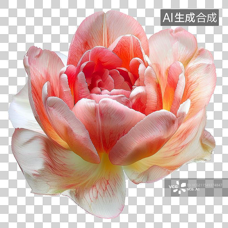 【AI数字艺术】绽放的粉色重瓣郁金香花朵特写图片素材