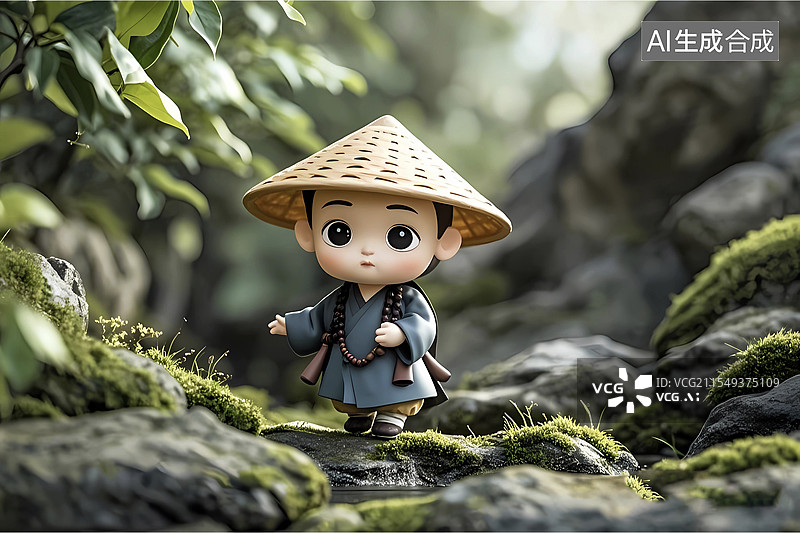 【AI数字艺术】可爱卡通3D小和尚图片素材