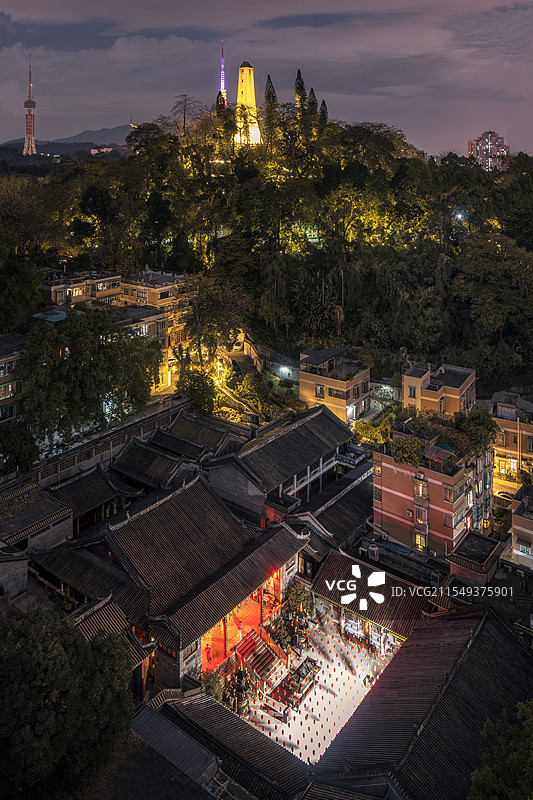 三元宫纪念碑古今同框图片素材