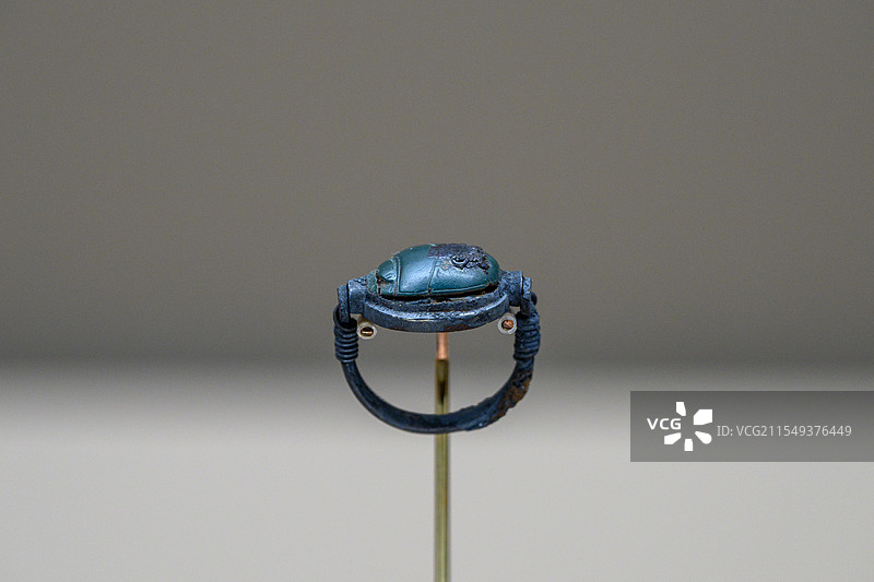 新王国时期圣甲虫戒指，萨卡拉考古遗址，【上海博物馆古埃及文明大展】图片素材