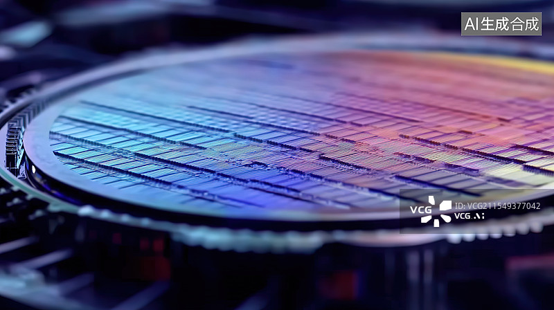 【AI数字艺术】半导体硅晶片、晶圆特写图片素材