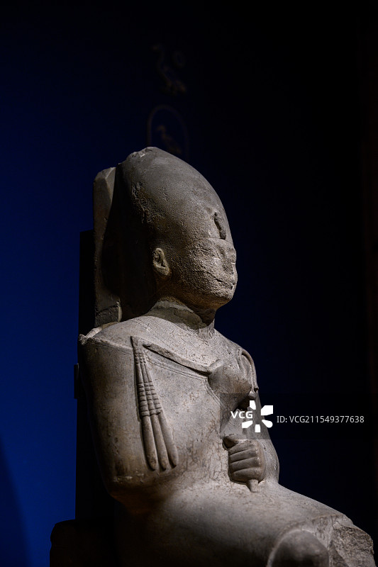 新王国时期图特摩斯三世坐像，索哈杰省博物馆，【上海博物馆古埃及文明大展】图片素材