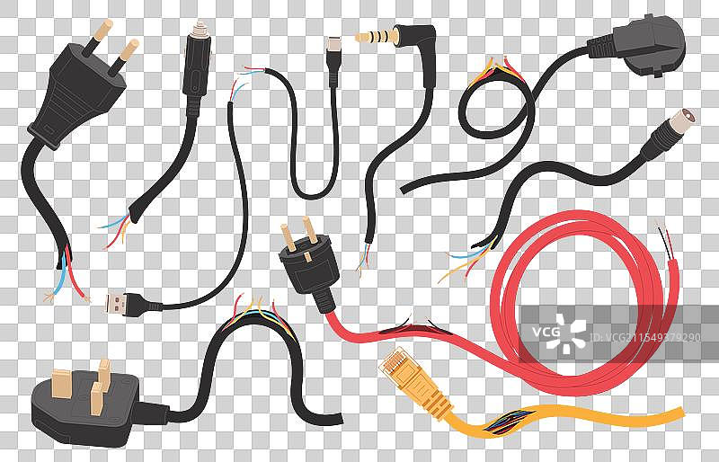 损坏的电子电缆因电压而带来的危险图片素材