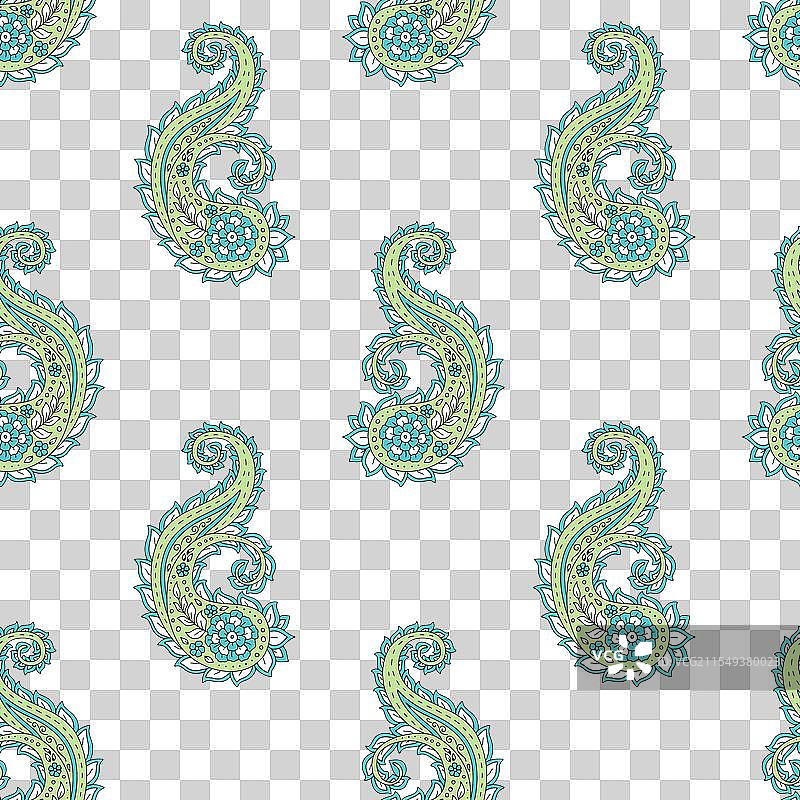 黑色背景上的无缝佩斯利图案图片素材