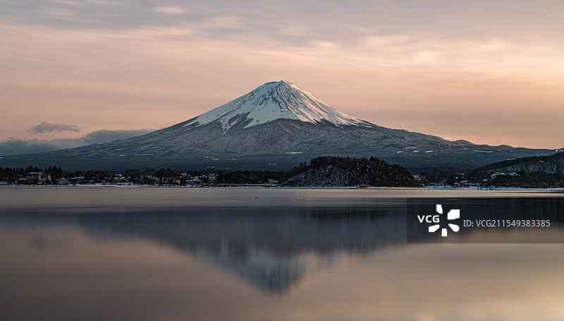 富士山河口湖长曝光图片素材
