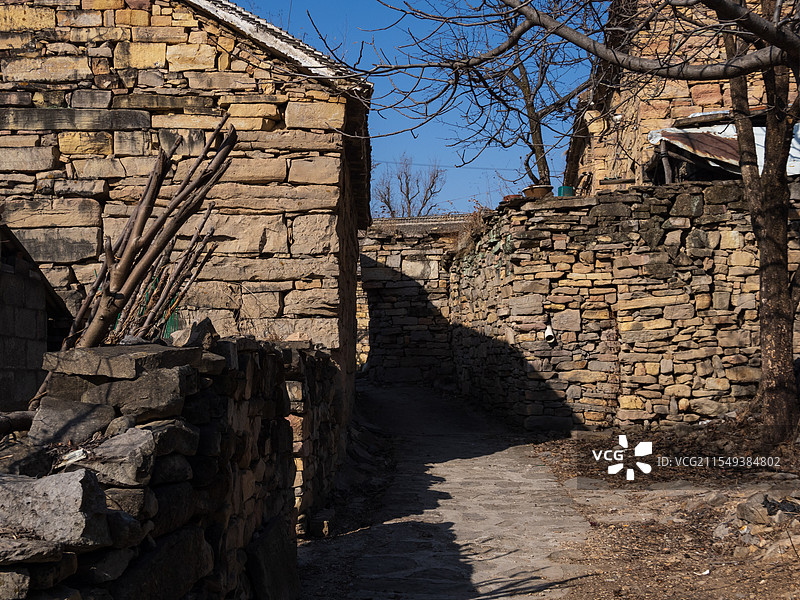 冬季的河南省焦作市修武县太行山古村一斗水 太行山一号公路图片素材