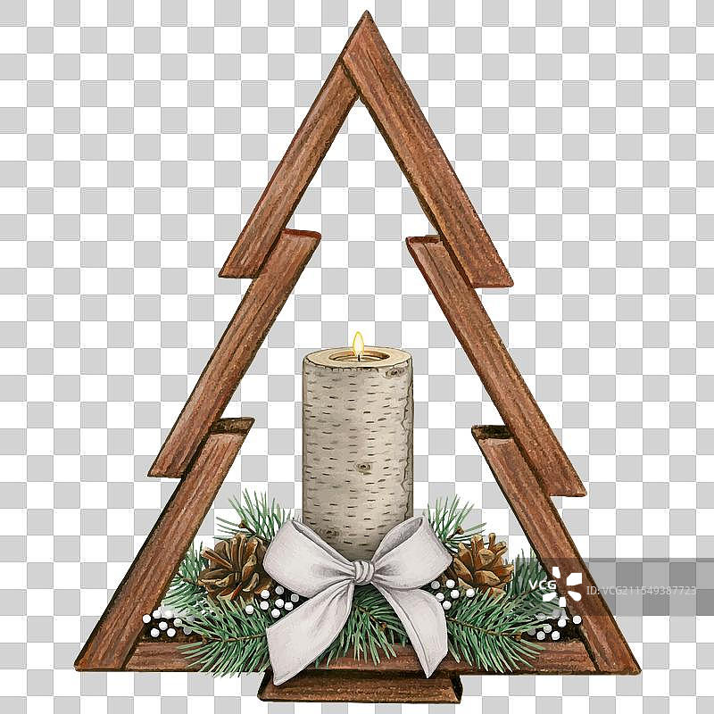 水彩手绘的圣诞温馨冬季蜡烛图片素材