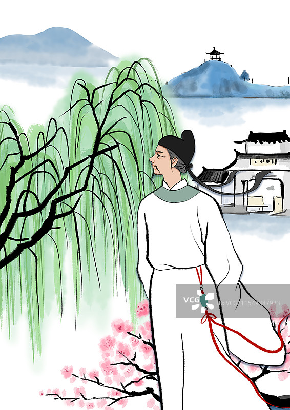 诗人水墨江南图片素材