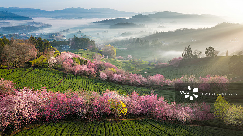 杭州春日茶园图片素材
