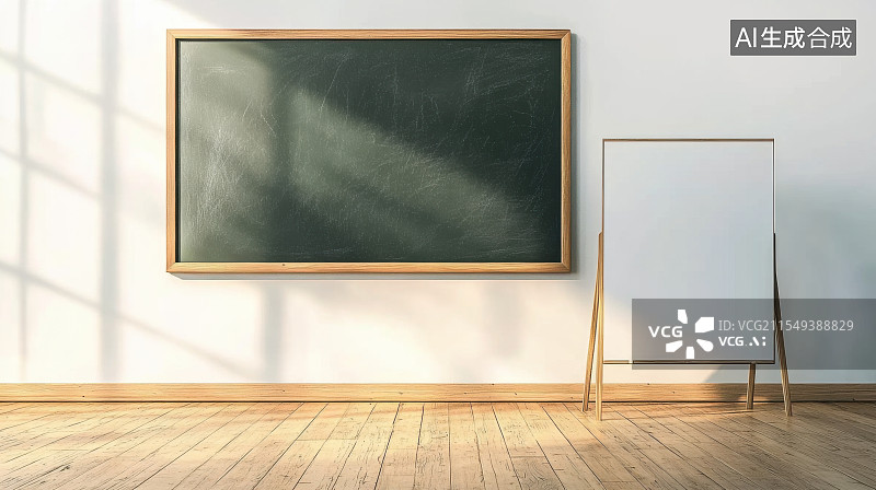 【AI数字艺术】学习可爱插画背景黑板教科书插图，中上方留白图片素材