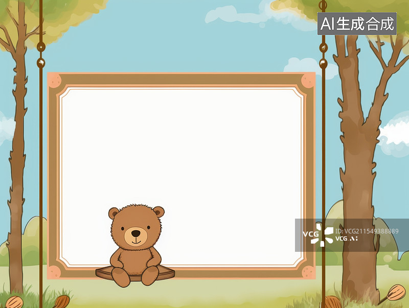 【AI数字艺术】学习可爱插画背景黑板教科书插图，中间留白图片素材