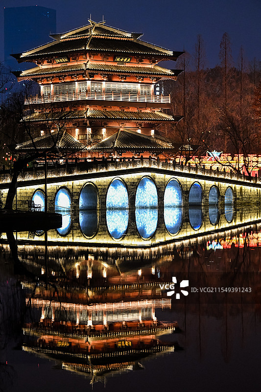 安徽合肥：文化地标——仿汉代建筑逍遥阁图片素材