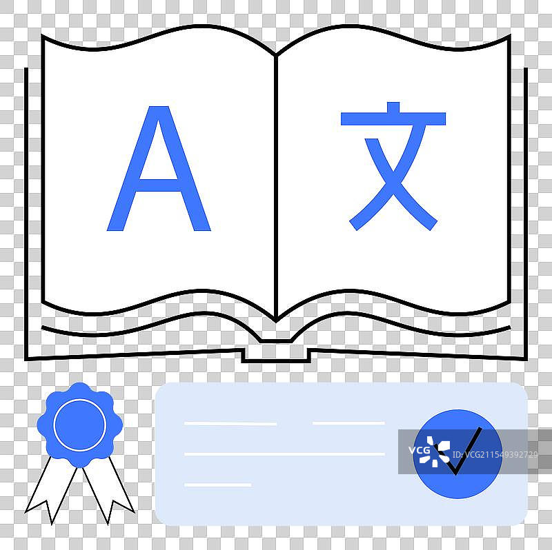 开放书本的语言学习与认证图片素材