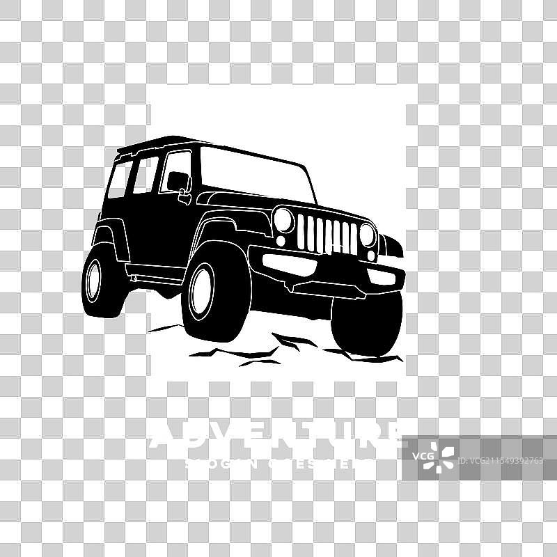 四轮驱动冒险车标志模板图片素材