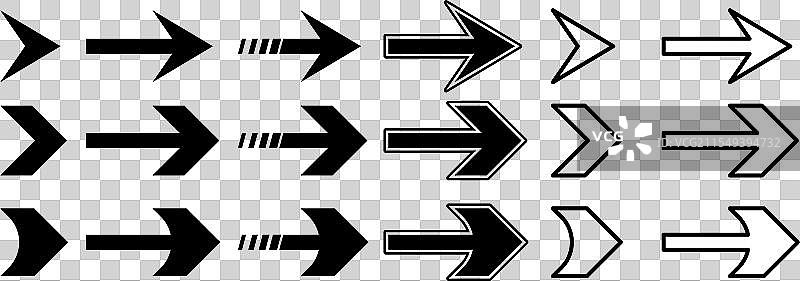 黑色箭头图标用于网页设计，背景透明图片素材