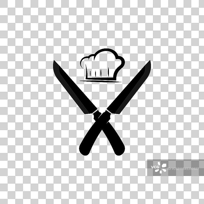 交叉剑与刀的标志图标扁平设计图片素材