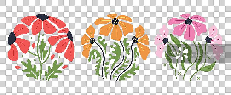 有趣的抽象花卉组合，呈现有机圆形图案图片素材