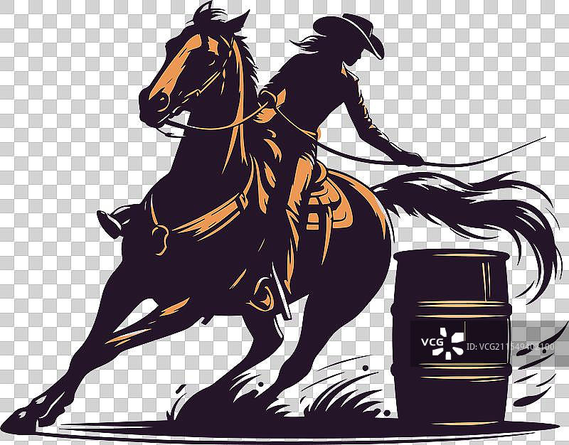 一位女牛仔在进行马桶赛骑马图片素材