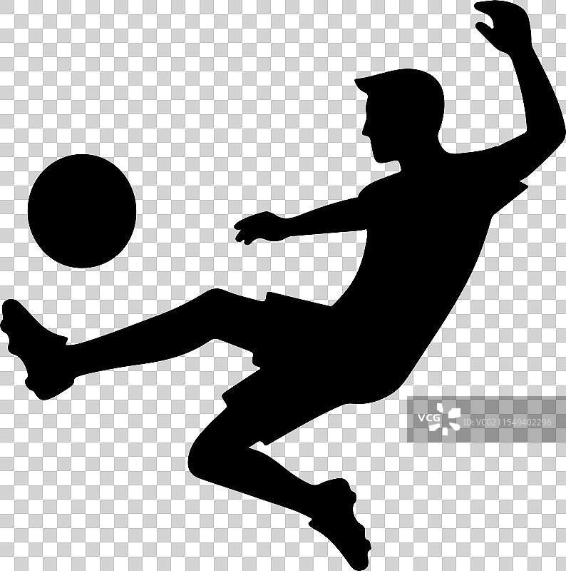 踢球的足球运动员动态剪影图片素材