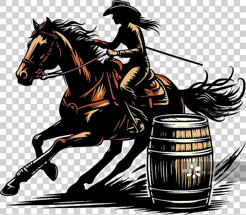 一位女牛仔在进行马桶赛骑马图片素材