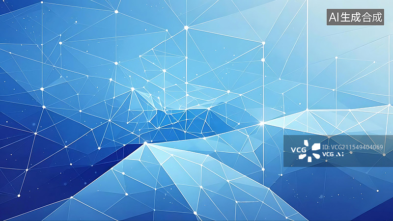 【AI数字艺术】蓝色抽象网络数据空间科技商务背景图图片素材