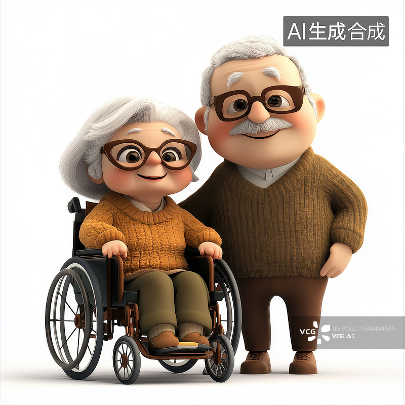 【AI数字艺术】3D卡通老夫妇的温馨日常图片素材