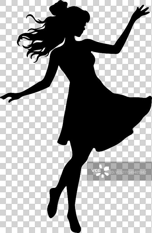 优雅年轻女性的舞蹈剪影图片素材