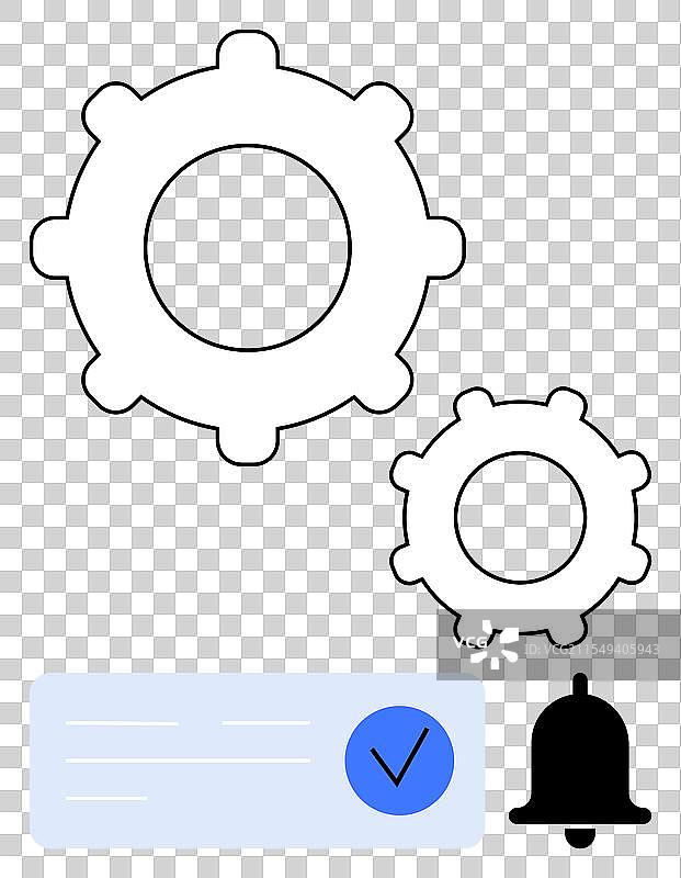 两个齿轮通知铃和用户界面任务元素图片素材